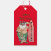 Mele Kalikimaka Hawaiian Santa Cadeaulabel (Achterkant)