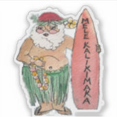 Mele Kalikimaka Hawaiian Santa Claus Sticker (Voorkant)