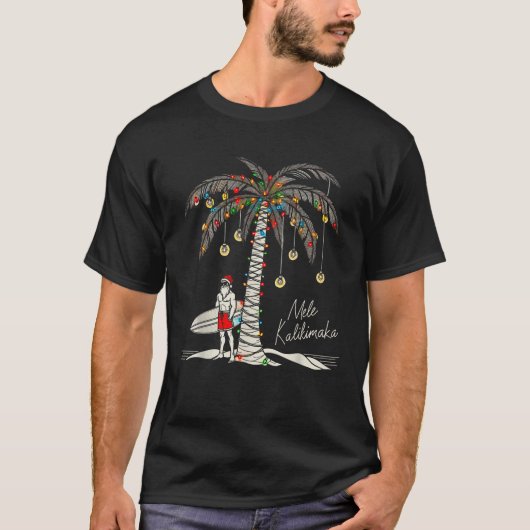 Mele Kalikimaka Hawaiian Surf Warm Funny Hawaii Ch T-shirt (Voorkant)