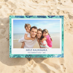MELE KALIKIMAKA HAWAIIAN TROPICAL BEACH FOTO FEESTDAGENKAART