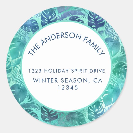 MELE KALIKIMAKA HAWAIIAN TROPICAL BEACH RONDE STICKER (Voorkant)