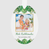 Mele Kalikimaka Hawaiian Tropical Christmas Foto Ornament (achterkant)