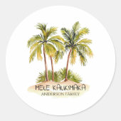 Mele Kalikimaka Hawaiian Tropical Christmas Ronde Sticker (Voorkant)
