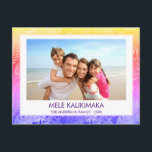 MELE KALIKIMAKA HAWAIIAN TROPISCH BLAUW FOTO FEESTDAGENKAART<br><div class="desc">Blauw,  Goud Roze Pastel Ombre gloeiende Faux Folie Mele Kalikimaka Hawaiian Tropische Palm Leaf Familie Foto Kerst Vakantie Kaart. Het afbeelding en de familienaam kunnen worden vervangen op dit eenvoudige strand of kustvakantie kerstkaart.</div>