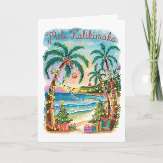 Mele Kalikimaka Hawaiian Vrolijk Kerstfeest Kaart (Voorkant)