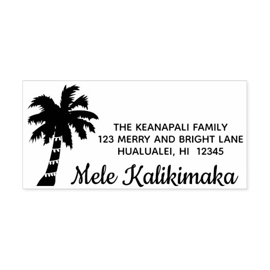 Mele Kalikimaka Hawaiian Xmas Adresstempel Palm Zelfinktende Stempel (Design)
