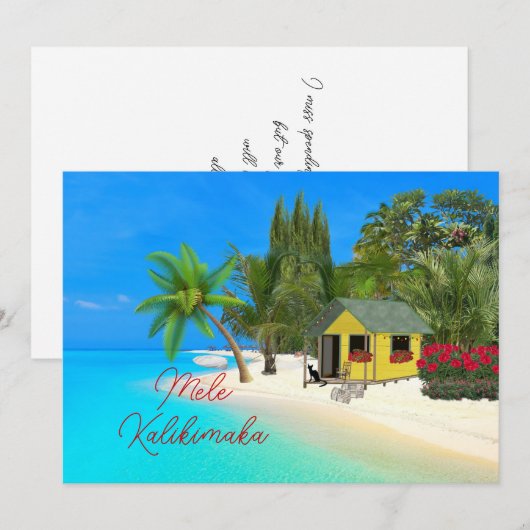 Mele Kalikimaka Hawaiin kerstfeestdag Kaart (Voorkant / Achterkant)