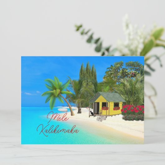 Mele Kalikimaka Hawaiin kerstfeestdag Kaart (Staand voorkant)