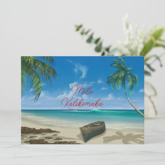 Mele Kalikimaka Hawaiin Kerstmis Feestdagenkaart (Staand voorkant)