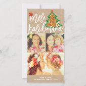 Mele Kalikimaka Hibiscus Kerstboom Foto Feestdagenkaart (Voorkant)