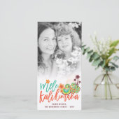 Mele Kalikimaka Hibiscus Palm Boom Kerst Foto Feestdagenkaart (Staand voorkant)