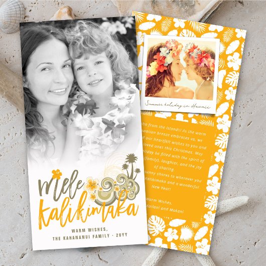 Mele Kalikimaka Hibiscus Palm - kerstboom Feestdagenkaart