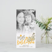 Mele Kalikimaka Hibiscus Palm - kerstboom Feestdagenkaart (Staand voorkant)