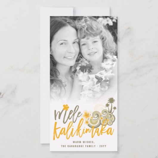 Mele Kalikimaka Hibiscus Palm - kerstboom Feestdagenkaart (Voorkant)