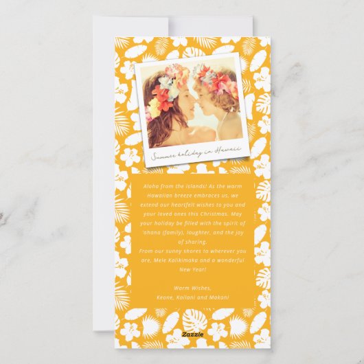 Mele Kalikimaka Hibiscus Palm - kerstboom Feestdagenkaart (Achterkant)