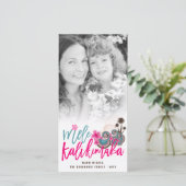 Mele Kalikimaka Hibiscus Palmboom Kerst Foto Feestdagenkaart (Staand voorkant)