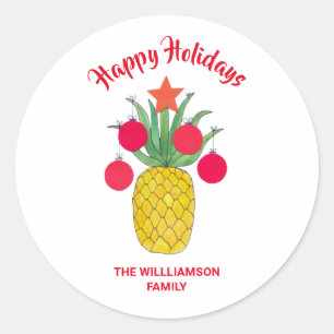 Mele Kalikimaka Holiday Pineapple Kerstmis Ronde Sticker