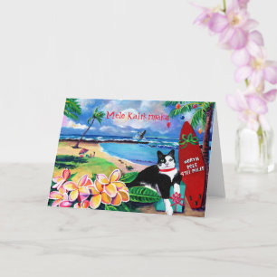Mele Kalikimaka Kat op poipu Beach Holiday Card Kaart