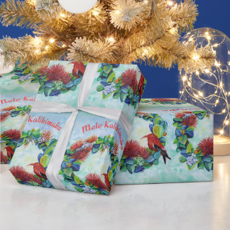 Mele Kalikimaka Kauai Forest Wreath Wrapping Paper Cadeaupapier