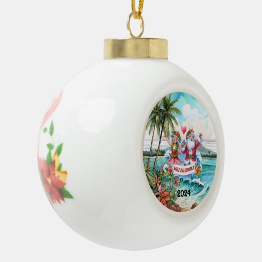 Mele Kalikimaka Keramische Bal Ornament (Links)