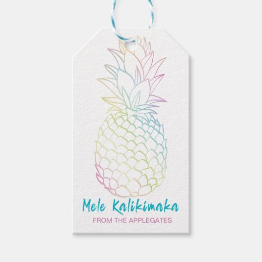 Mele Kalikimaka Kerst Ananas Hawaï Cadeaulabel (Voorkant)
