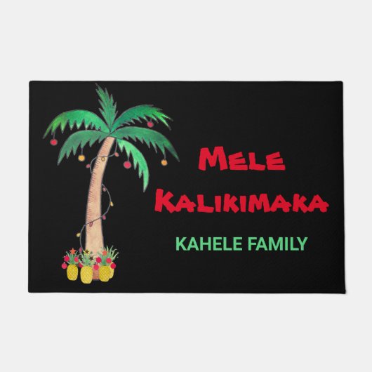 Mele Kalikimaka Kerst Ananas Palm Naam Deurmat (Voorkant)