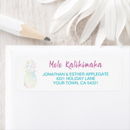 Mele Kalikimaka Kerst Ananas Tropisch Etiket (Insitu)