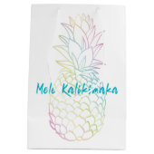 Mele Kalikimaka Kerst Ananas Tropisch Medium Cadeauzakje (Achterkant)
