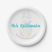 Mele Kalikimaka Kerst Ananas Tropisch Papieren Bordje (Voorkant)