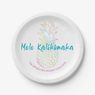 Mele Kalikimaka Kerst Ananas Tropisch Papieren Bordje
