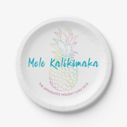 Mele Kalikimaka Kerst Ananas Tropisch Papieren Bordje (Voorkant)