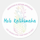 Mele Kalikimaka Kerst Ananas Tropisch Ronde Sticker (Voorkant)