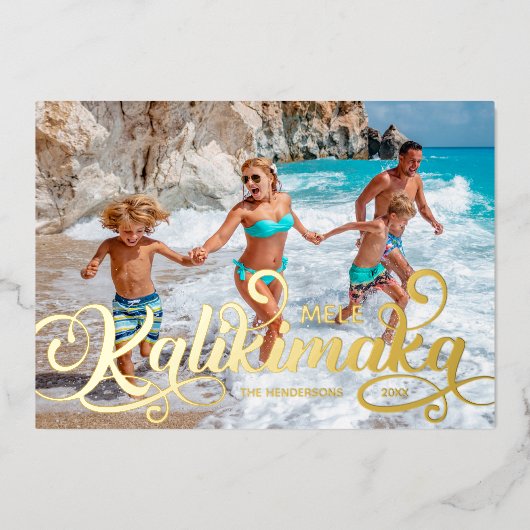 Mele Kalikimaka Kerst Foto Folie Feestdagenkaart (Voorkant)