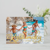 Mele Kalikimaka Kerst Foto Folie Feestdagenkaart (Staand Voorkant)