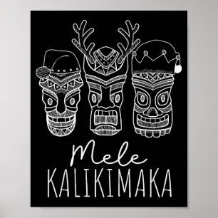 Mele Kalikimaka Kerst Hawaiaanse Kerstman Tiki Mas Poster