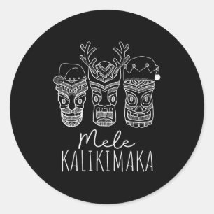 Mele Kalikimaka Kerst Hawaiaanse Kerstman Tiki Mas Ronde Sticker