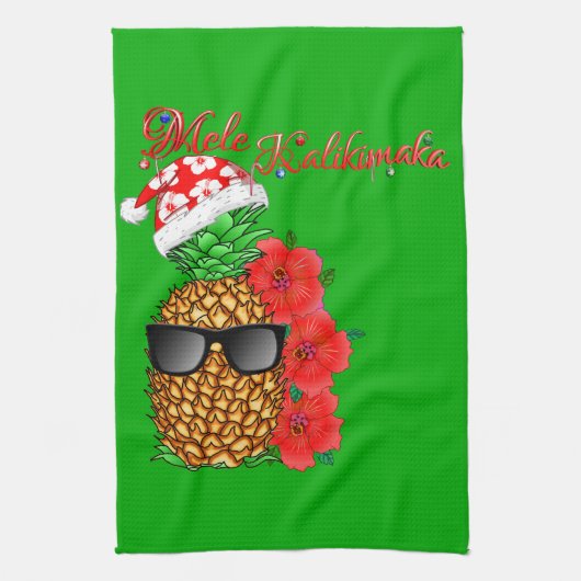 Mele Kalikimaka kerstananas Theedoek (Verticaal)