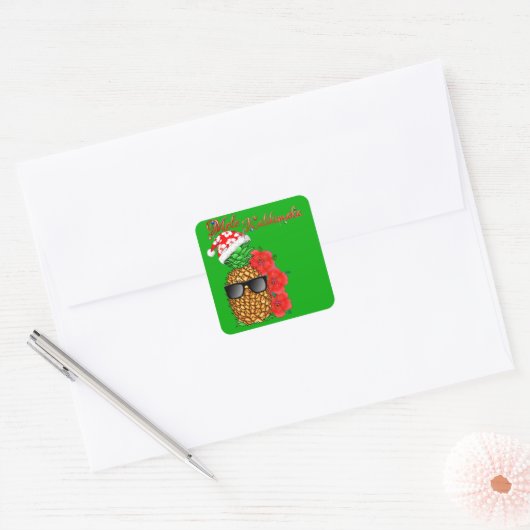 Mele Kalikimaka kerstananas Vierkante Sticker (Envelop)