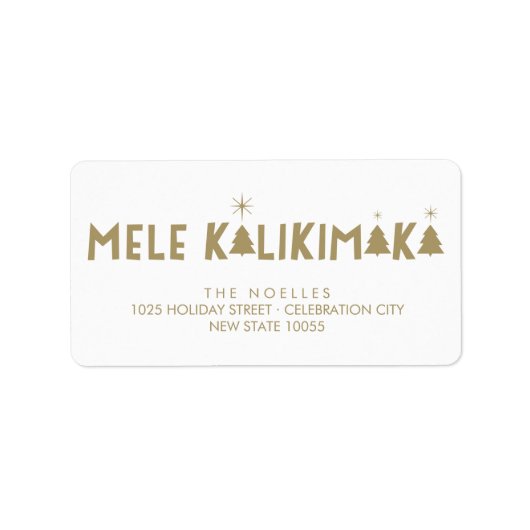 Mele Kalikimaka kerstbomen Glow Stars Adres Etiket (Voorkant)