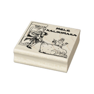 Mele Kalikimaka - Kerstdag en Kerstman Rubberstempel