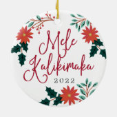 Mele Kalikimaka | Kerstfoto in Hawaiian Keramisch Ornament (Achterkant)