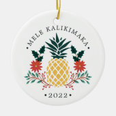 Mele Kalikimaka | Kerstfoto in Hawaiian Keramisch Ornament (Voorkant)