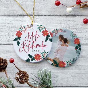 Mele Kalikimaka Kerstfoto in Hawaiian Keramisch Ornament