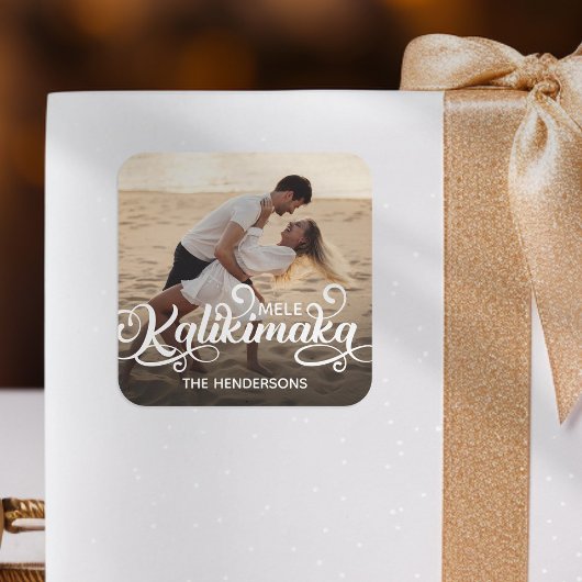 Mele Kalikimaka kerstfoto Vierkante Sticker