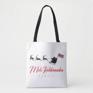 Mele Kalikimaka Kerstman met Hawaiaanse vlag Tote Bag