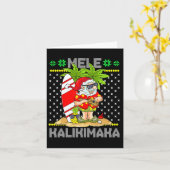 Mele Kalikimaka Kerstman Surfer Gitaar Hawaiaans Kaart (Gele Bloem)