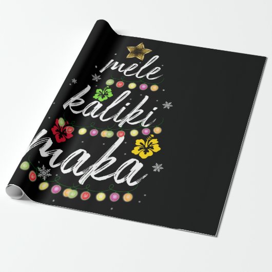 Mele kalikimaka Kerstmis Hawaiian Apparel Cadeaupapier (Uitgerold)