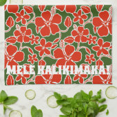 Mele Kalikimaka Kerstmis Hawaiian Hibiscus Print Theedoek (Gevouwen)