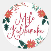 Mele Kalikimaka | Kerstmis in Hawaïti Ronde Sticker (Voorkant)