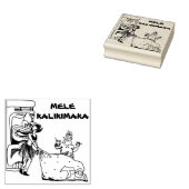 Mele Kalikimaka - Kerstmis Tiki en Kerstman Rubberstempel (Gestempeld)